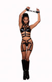 (d) Bra Garter Belt & Restrai Black O/s