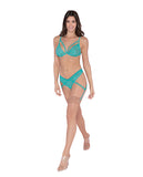 (d) Stretch Lace & Fishnet 2 P Set Ocean O/s