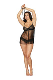 (wd) Gold Foil Babydoll Stretc Lace & Mesh Black/gold Os