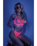 Glow Sweet Escape Open Cup Bra Set Neon Pink M/l