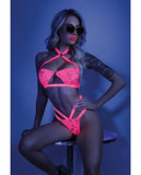 (wd)glow Lights Off Bralette & Panty Neon Pink M/l