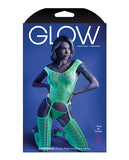 (d) Glow Supersonic Mosaic Bodystocking Neon Green O/s
