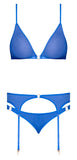 Sassy Bra Garter & Rouched Panty Cobalt L/xl