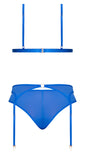 Sassy Bra Garter & Rouched Panty Cobalt L/xl