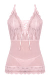 Seabreeze Lace Up Chemise & G Set Blush L/xl