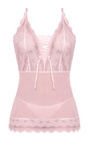 (wd)seabreeze Lace Up Chemise Set Blush S/m