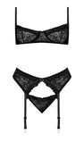 Ooh La Lace Demi Bra Garter & Tanga Black L/xl