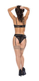 Ooh La Lace Demi Bra Garter & Tanga Black S/m