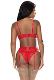 (wd)ooh La Lace Demi Bra Gart Tanga Red L/xl