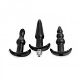Trinity Vibes 4 Pc Vibrating Anal Plug Set Black