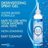 Cleanstream Relax Anal Lube Desensitizing W/ Tip 8oz