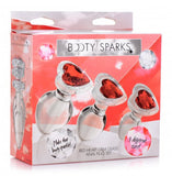 Booty Sparks Red Heart Glass Anal Plug Set