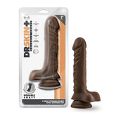 Dr Skin Plus 9in Posable Dildo W- Balls Chocolate