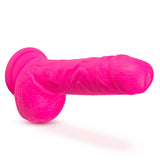Neo Elite 9in Dual Density Cock W- Balls Neon Pink