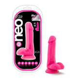 Neo Elite 6in Silicone Dual Density Cock W- Balls Neon Pink