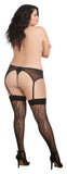 Leopard Fishnet Thigh High Dmd Black Queen O-s