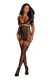 Fishnet & Lace 2pc Garter Dress Black O-s