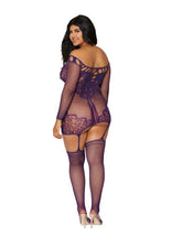 (d) Scalloped Lace Garter Dres Aubergine Q/s