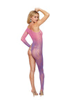 (d) Asymmetrical Pal Leaf Patt Bodystocking Wisteria/pink Os