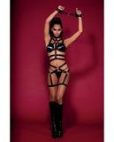 (d) Bra Garter Belt & Restrai Black O/s