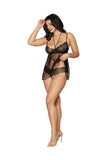 (wd) Gold Foil Babydoll Stretc Lace & Mesh Black/gold Os