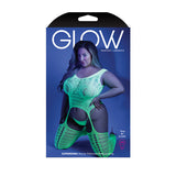 (d) Glow Supersonic Mosaic Bodystocking Neon Green Q/s