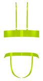 Strap Tease Bra & Crotchless Panty Neon Yellow 2xl