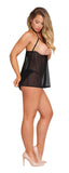 Sassy Cupless Babydoll & Panty Set Black L/xl