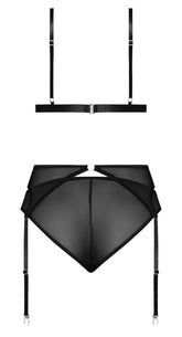 Sassy Bra Garter & Rouched Panty Black 2xl