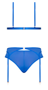 Sassy Bra Garter & Rouched Panty Cobalt 2xl