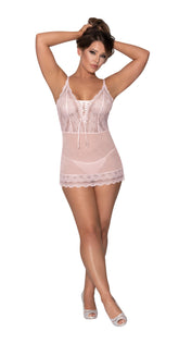 Seabreeze Lace Up Chemise & G Set Blush L/xl