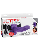 Fetish Fantasy 7 Vibrating Hollow Strap On W-balls Purple "