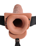 Fetish Fantasy 7.5 In Hollow Squirting Strap-on W- Balls Tan