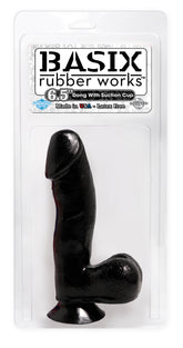 Basix Rubber Works Black 6.5in Dong W- Suction Cup