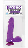 Basix Rubber Works 6in Dong W-suction Cup Purple