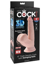 King Cock Plus 6 In Triple Density Cock W- Swinging Balls Light