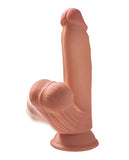 King Cock Plus 7 In Triple Density Cock W- Swinging Balls Tan