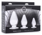 Master Series Triple Cones 3pc Anal Plug Set Clear