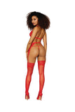 (d) Lace Garter Slip Set W/ Go Hardware Lipstick Red O/s
