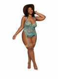 (d) Ditsy Floral Printed Lace Bustier & G-string Set Ocean Q/s