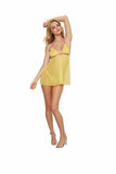 Stretch Lace & Dot Babydoll & G-string Set Citrus O/s