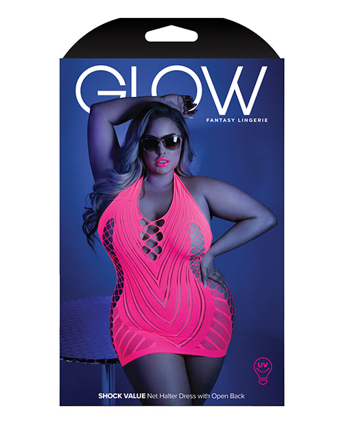 Glow Shock Value Halter Dress Neon Pink Q/s