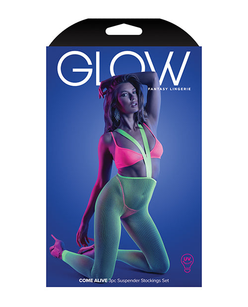 Glow Come Alive 3pc Seamless Set Neon Green & Pink O/s