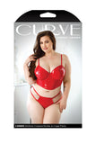 Carmen Wetlook Cropped Bustier & Cage Panty Red 1x/2x