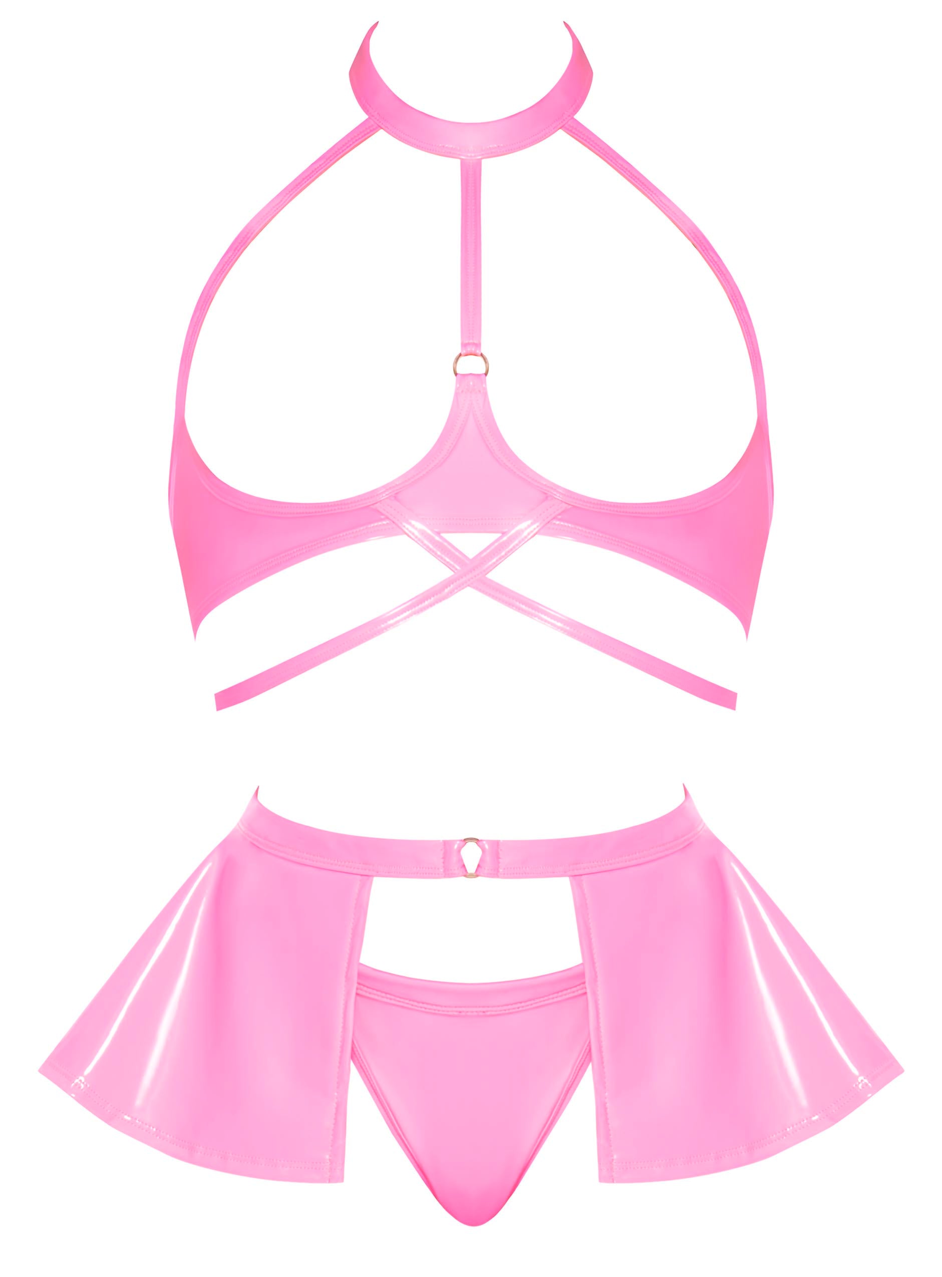 Club Candy Bra Skirt & Thong Pink L/xl