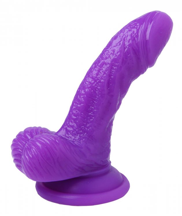 (bulk) Silicone Curvy 4 Suction Cup Dildo Purple "