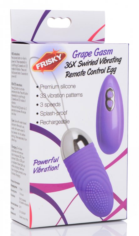 (d) Frisky Grape Gasm Texture Vibrating Remote Control Egg