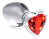 Booty Sparks Red Heart Glass Anal Plug Medium