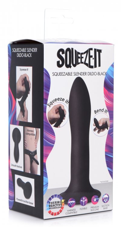 Squeeze-it Slender Dildo Black
