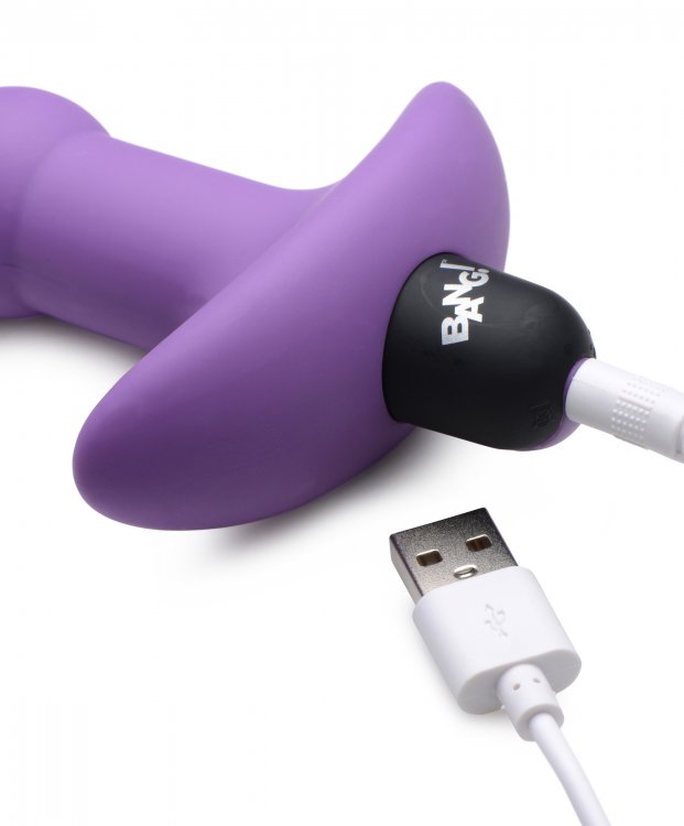 Bang! Vibrating Silicone Anal Beads & Remote Purple